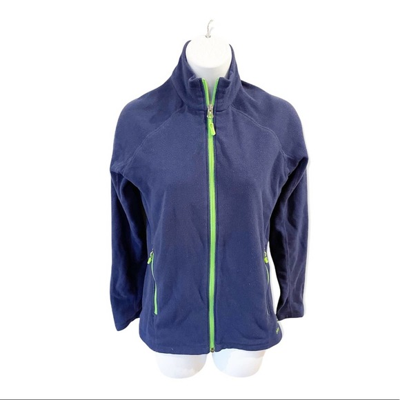 Marmot Fleece Long Sleeve Full Zip Jacket Blue with Green Accents Size Medium - Picture 13 of 13